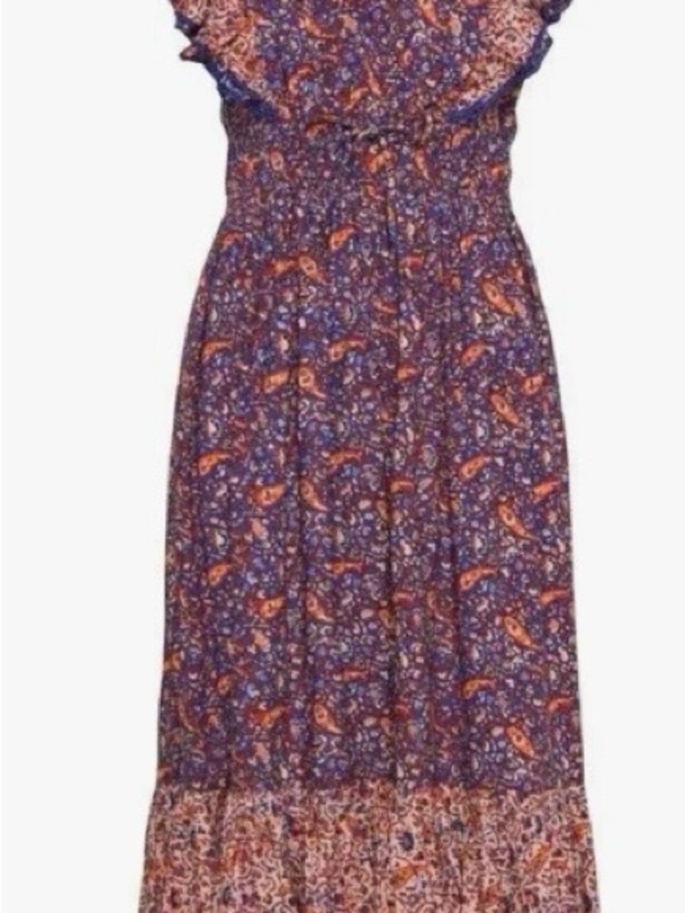 French Connection Purple and Orange Paisley Tiered Maxi Dress - NWT - Picture 2 of 4
